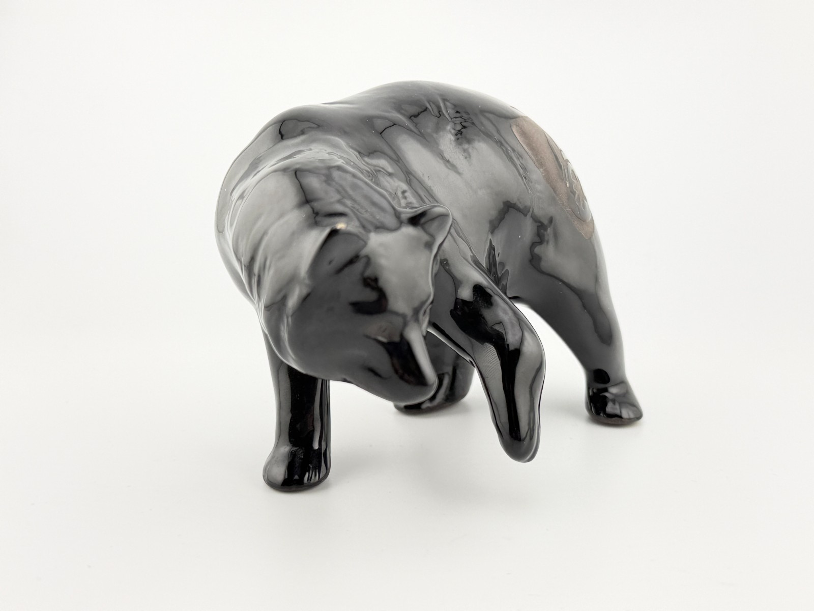 Maria Adelicia Native American San Juan Pueblo Black on Black Ceramic Bear