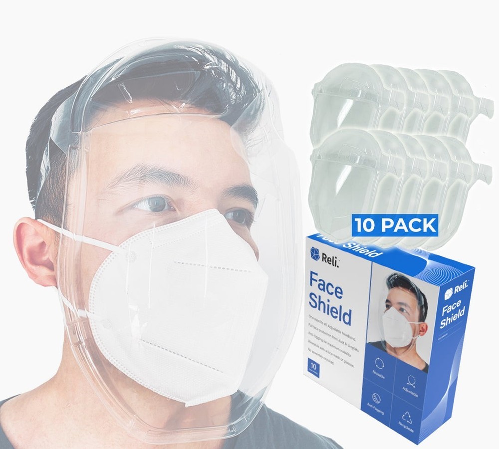 10 Pack Adult Full Face Protective Face Shields