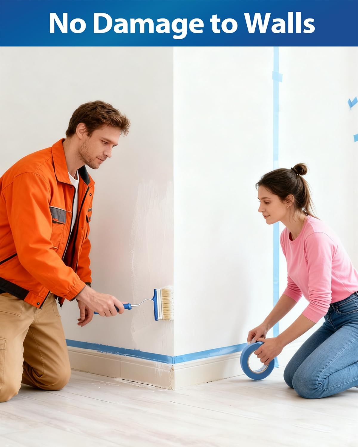 Blue Painters Tape 1 Inch Wide 48 Rolls Bulk, Paint Heat Resistant