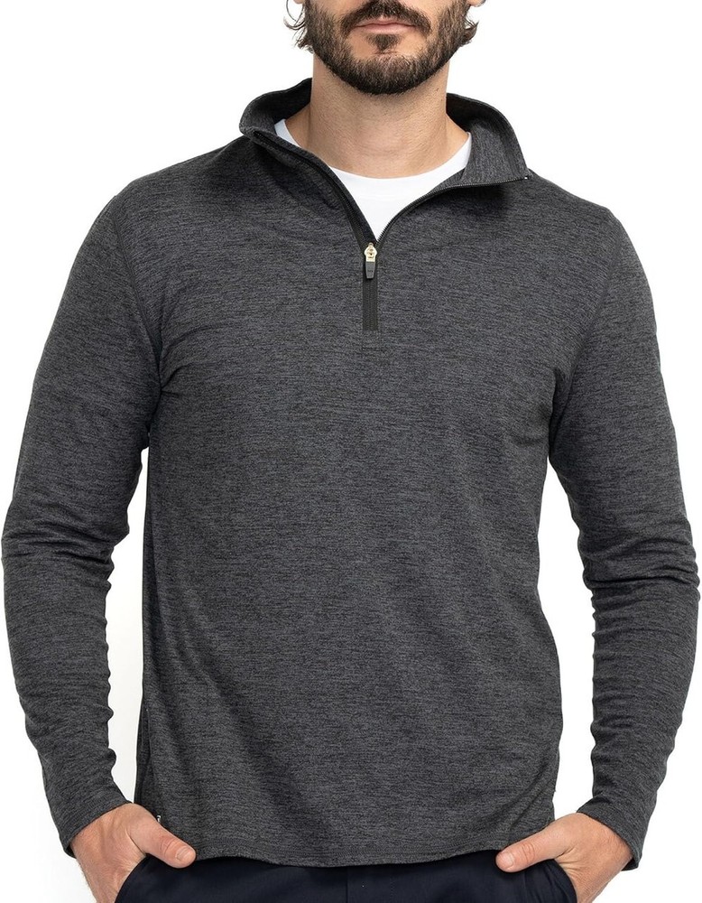 Ejis Men's Conquest Athletic Quarter Zip Heather Dark Grey Pullover