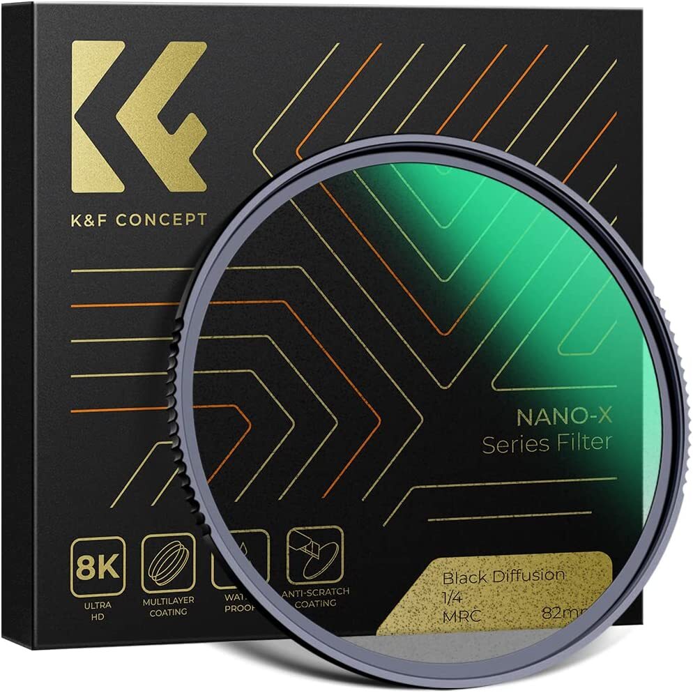 K&F Concept 82mm 1/4 Diffusion Filter Ring Black Mist Filter Double Multi Coated