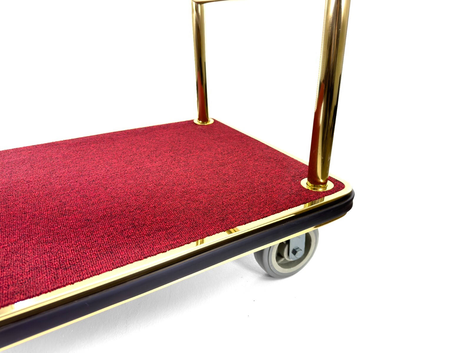 Hotel luggage cart | Bellman's Cart | Rectangular Red Carpet Base | Angled Top.