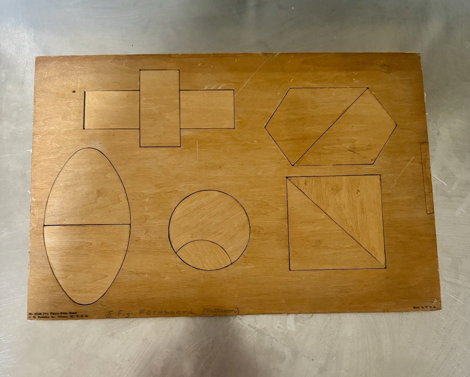 Vintage Stoelting Five Figure Form Board Psychology Test Educational Chicago