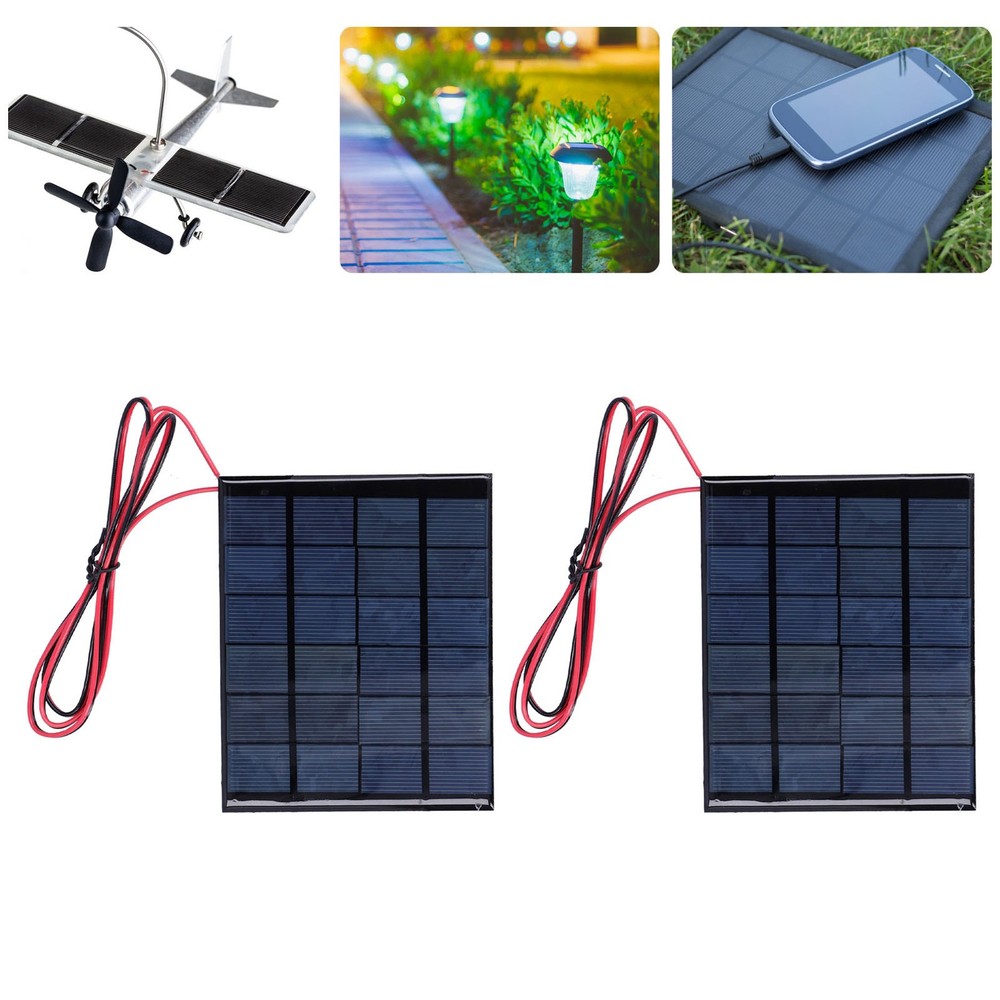 2Pcs Mini Solar Power Module Epoxy Panel With 100cm Cable Electronic New