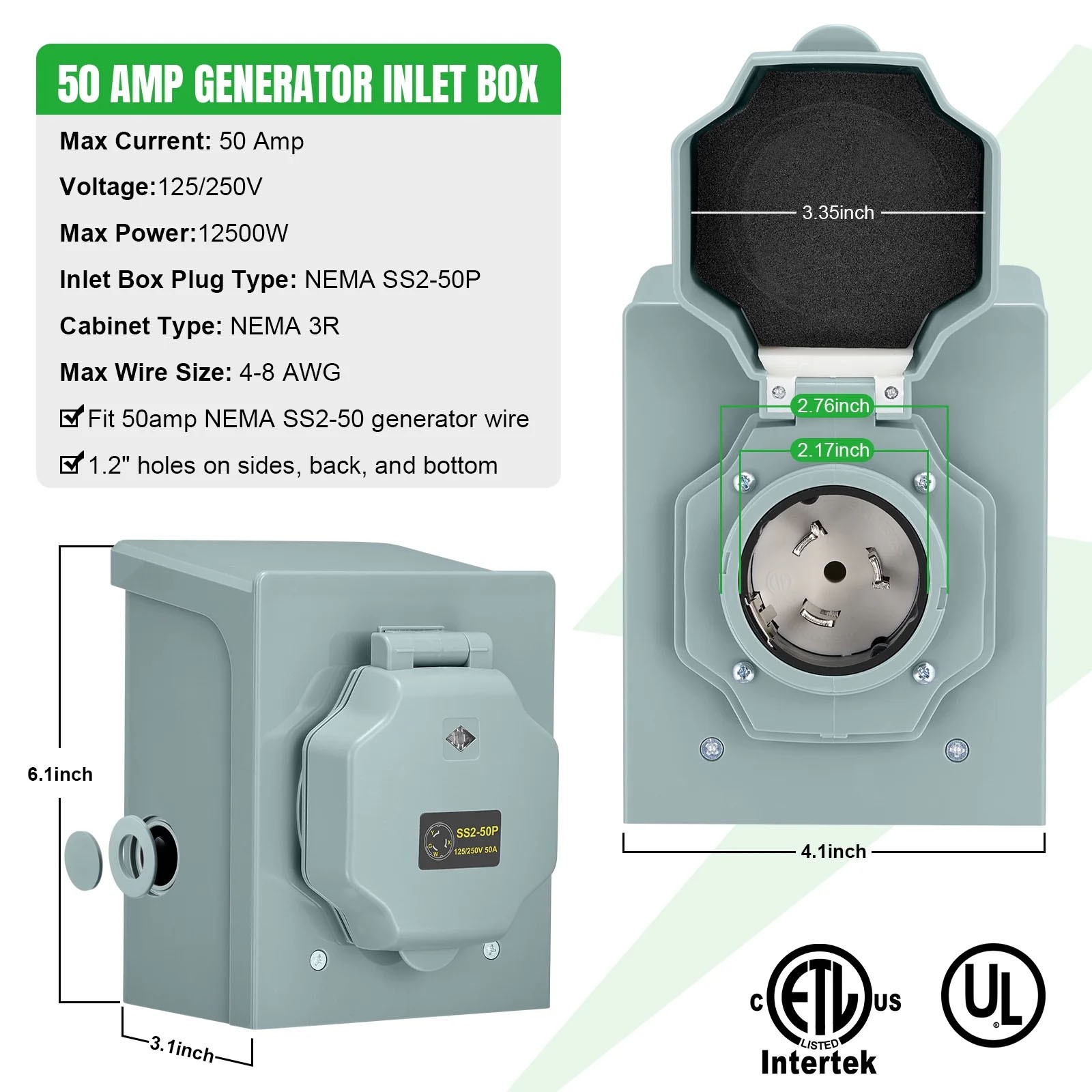 50 Amp Extension Cord 25FT 125/250V STW Gauge NEMA 14-50P to SS2-50R