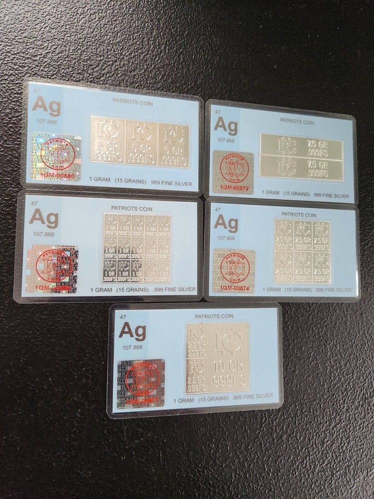 1 Gram Silver Bars That Snap Apart (5 Pack)