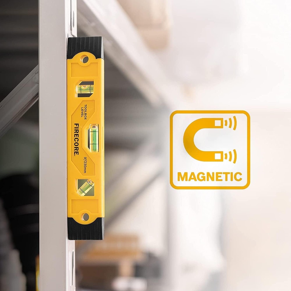 Firecore 2pcs Magnetic Torpedo Level, 9-Inch Shockproof Toolbox Level Orange