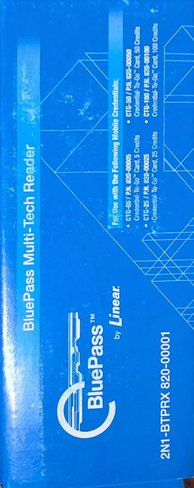 Linear BLUEPASS 2-N-1 Multi-Tech Access Reader 2N1-BTPRX 820-00001 Security NIB