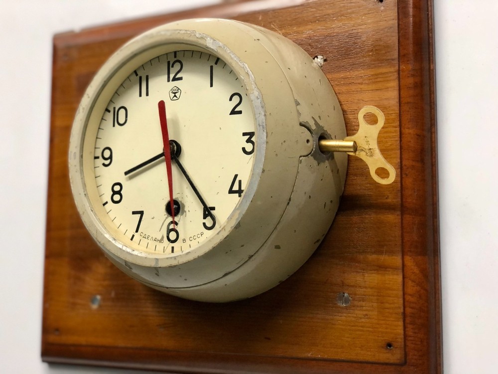 Antique Russian Original Ship Clock: CCCP Key Winding Mechanical Wall Clock