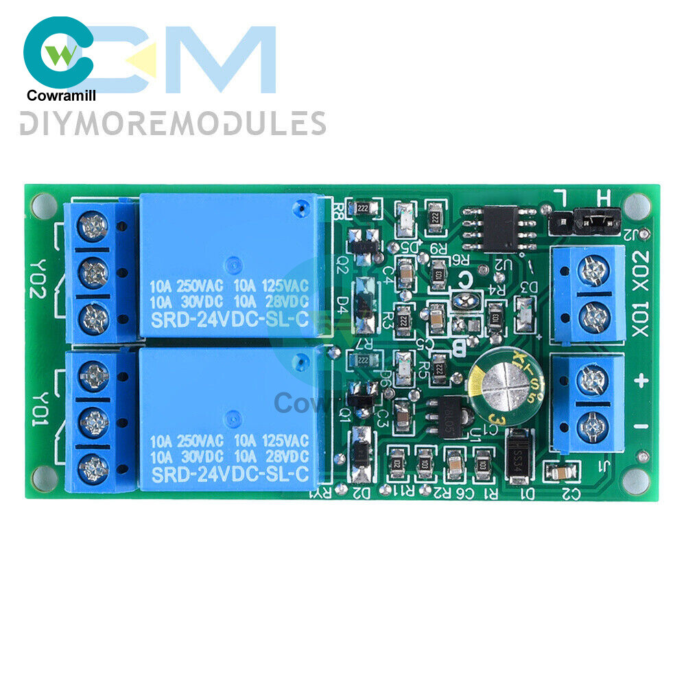 DC 5V 12V 24V 2-Way Self-Locking Interlock Relay Module Flip-Flop Latch Relay