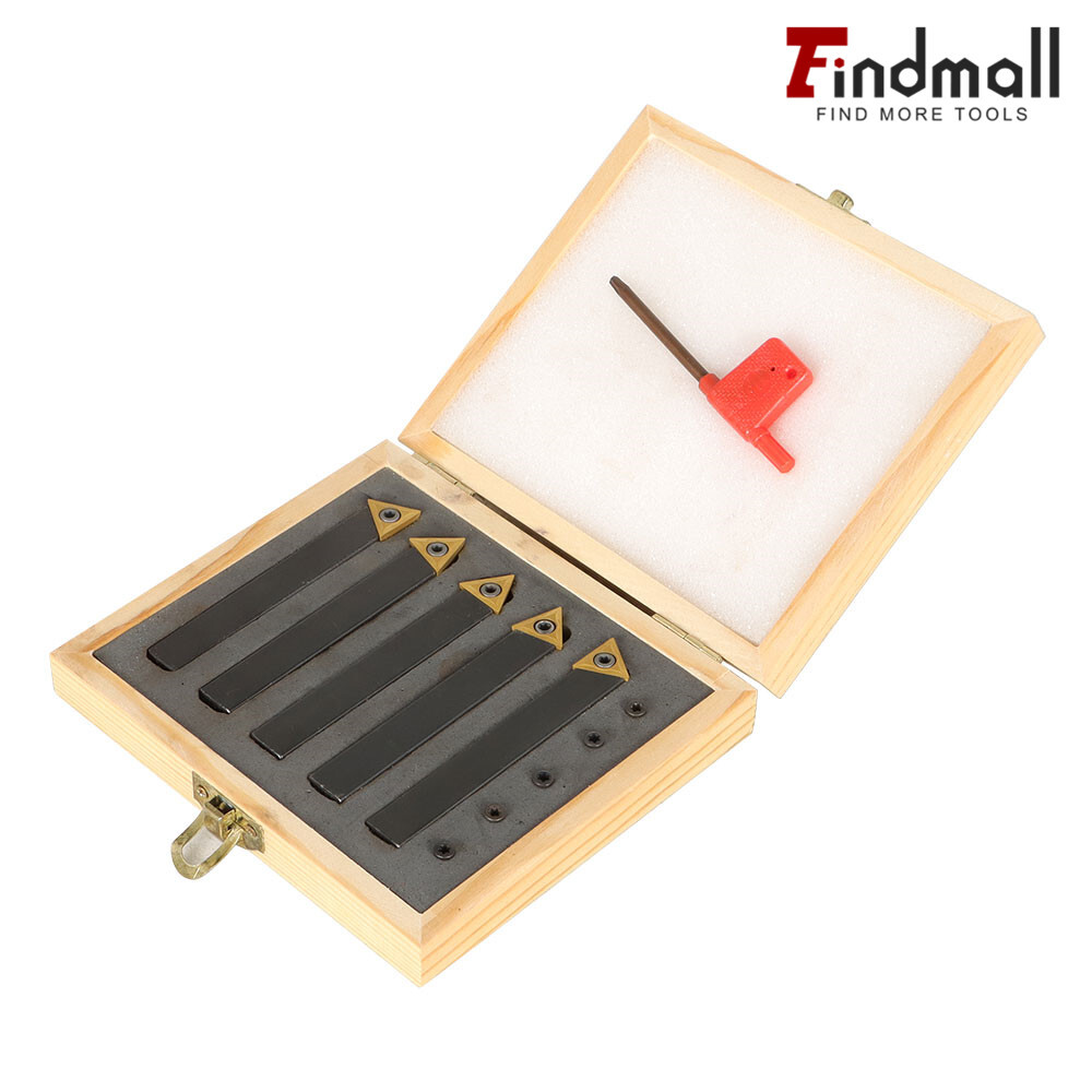 Findmall 5× Insert 1/2" Lathe Indexable Carbide Bits+Turning Tool Bit Holder Kit