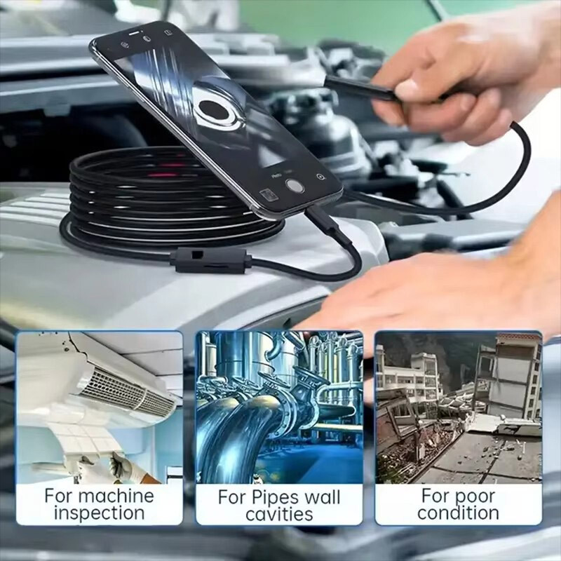 1920P Dual Lens Snake Inspection Borescope Type C iPhone Endoscope Scope Camera