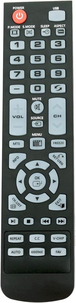 Remote Control Replacement for Element TV ELEFW195 ELEFT222 ELEFW247 Black