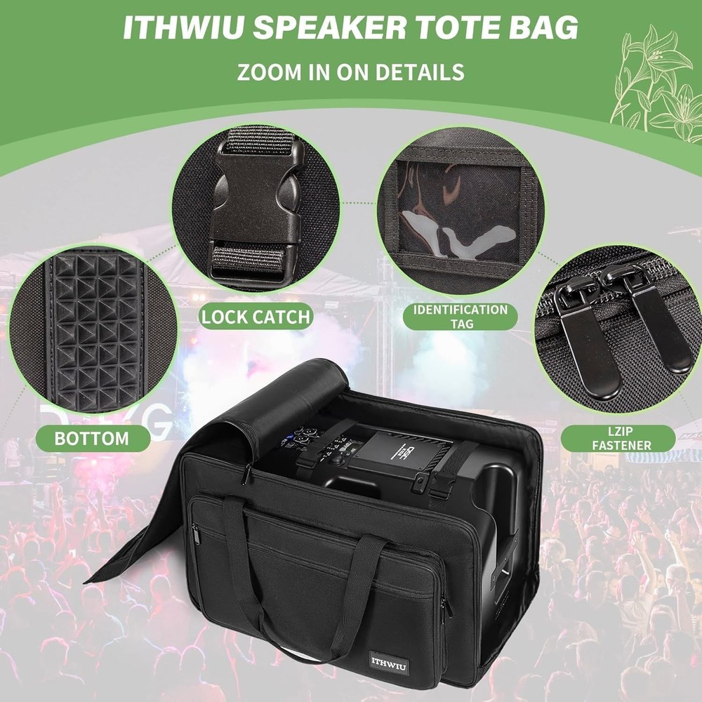 Speaker Carrying Bag with Thickened Sponge for Compact 8" Speaker Cabinets; ...