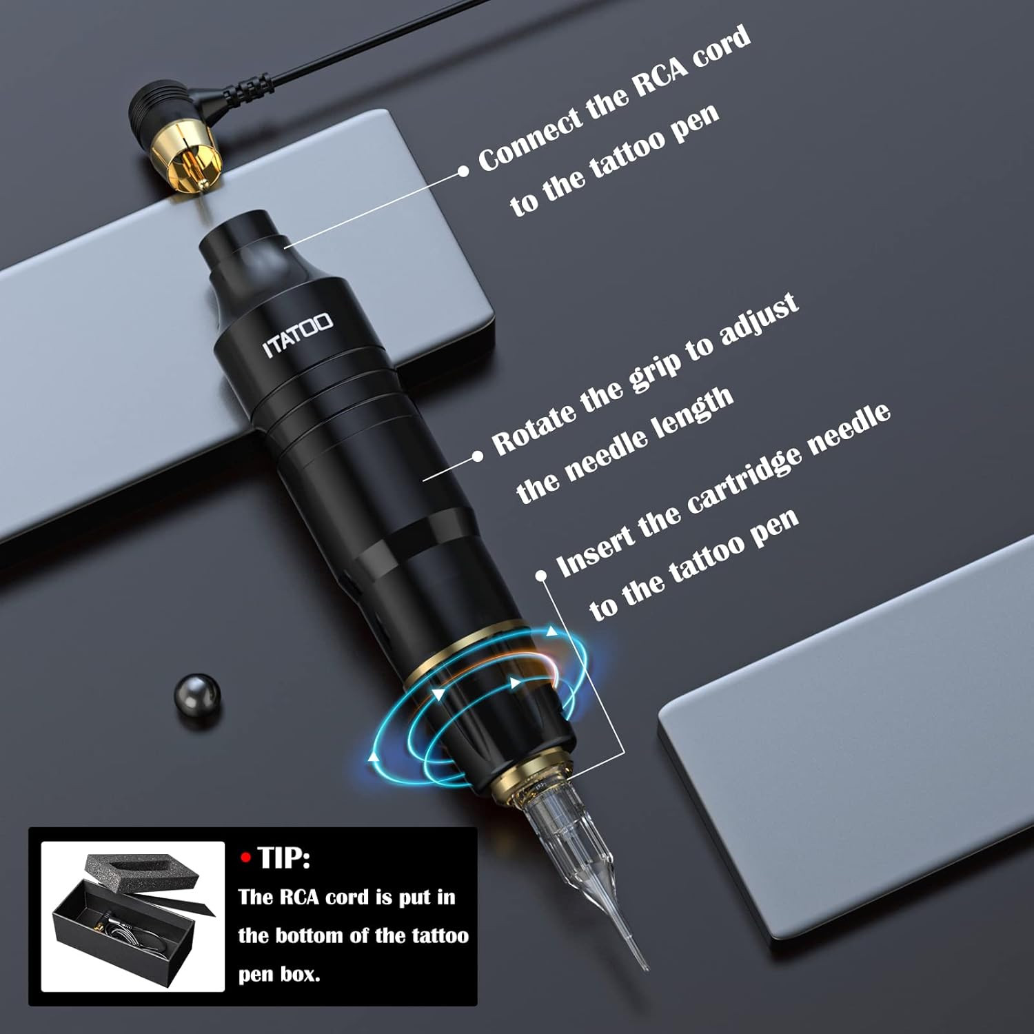 Cartridge Tattoo Machine Kit WTK164 - Pen Power Supply Ink Beginner Set