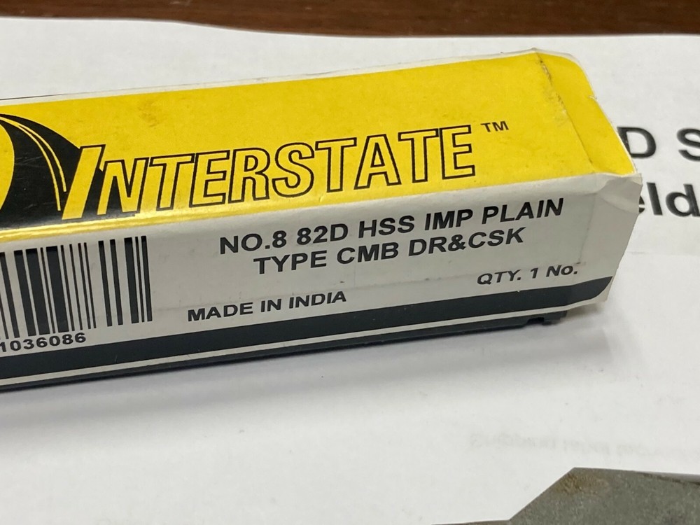 Interstate #8, 82°, 3/4" Body, High Speed Steel, Combo Drill & Countersink