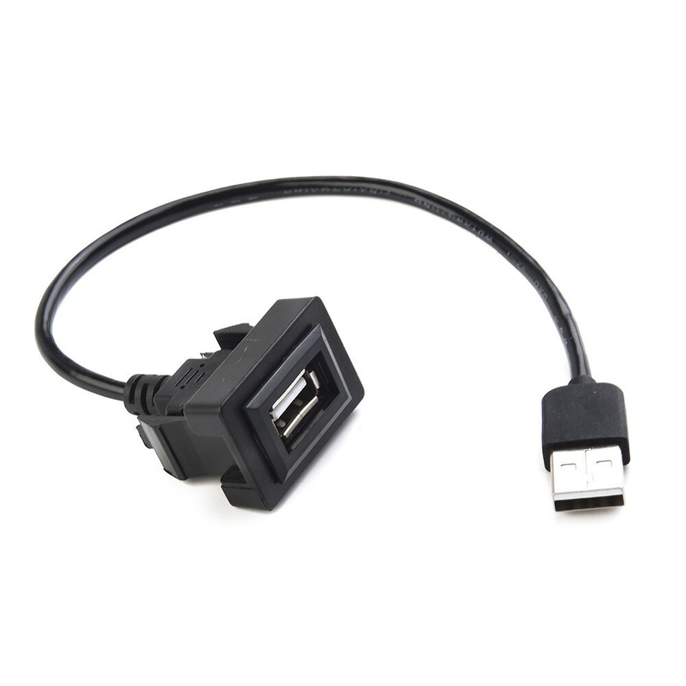 USB Extension Cable 25cm Adapter Black Car Center Console Flush Mount Part
