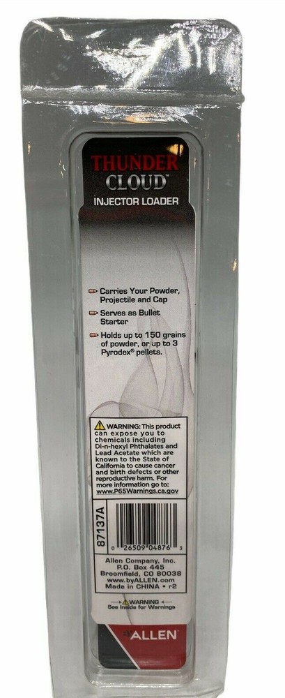 Thunder Cloud Injector Loader Holds Powder Projectile and Cap Bullet Starter