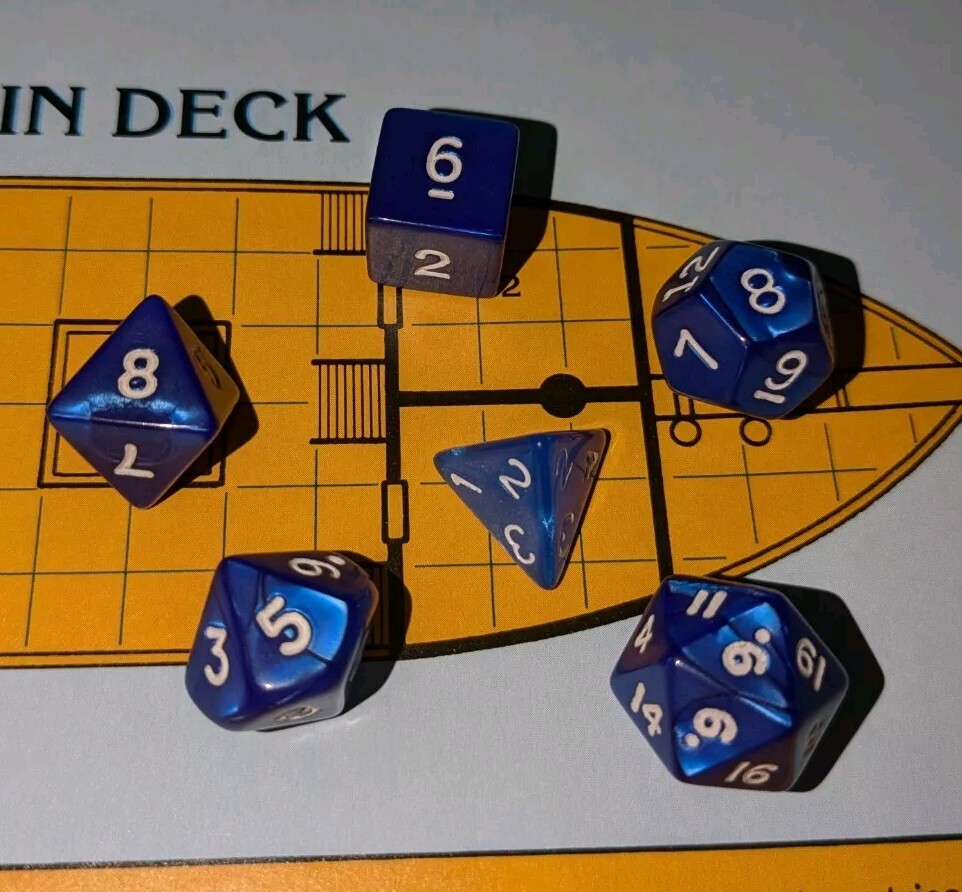 Advanced Dungeons & Dragons Role Playing Polyhedral Dice Set Original Blue Base