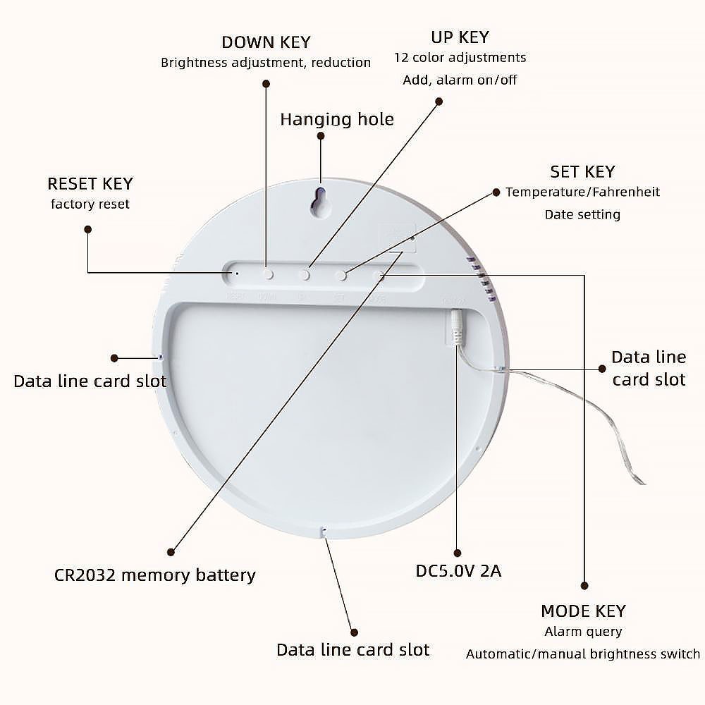 Digital Wall Clock, Digital ClockAdjustable Brightness Large LED DisplayAlarm CW