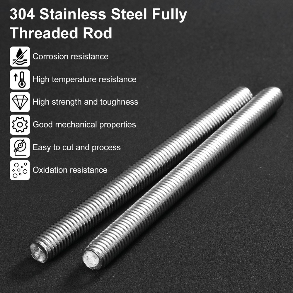 5-Set Fully Threaded Rod, M3x250mm Right Hand Thread Bar Studs with Nuts