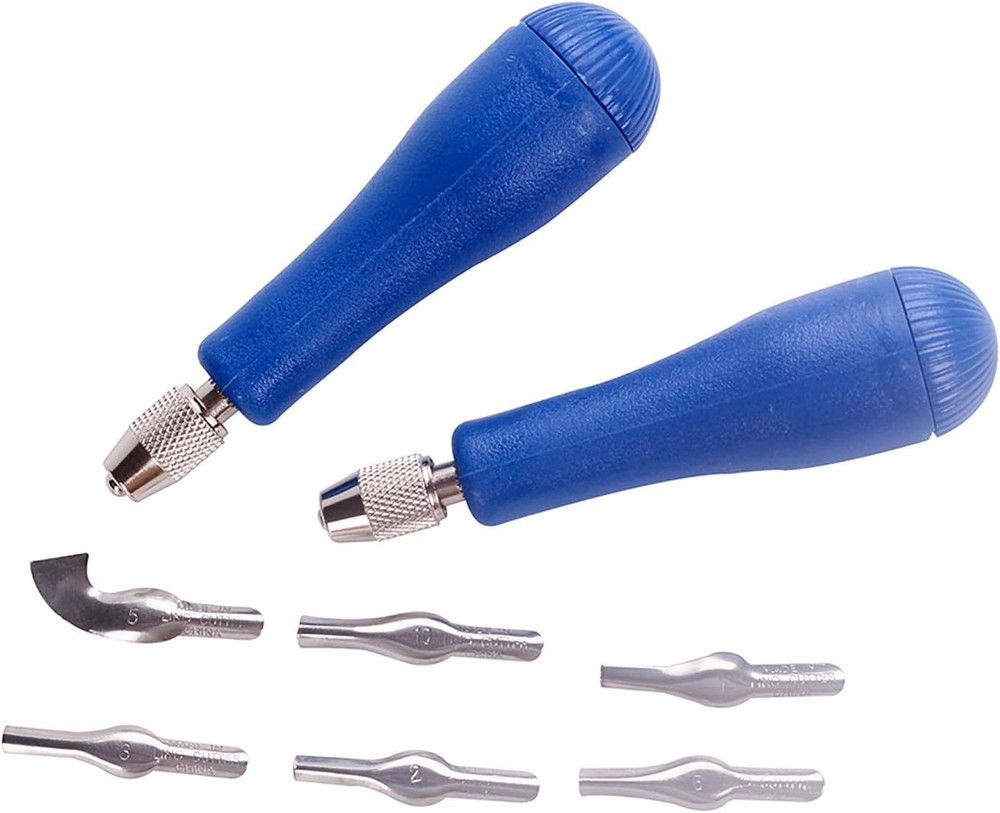 Sharp Cutting Blades Soft Linoleum Carving Block Cutters with Plastic Handles