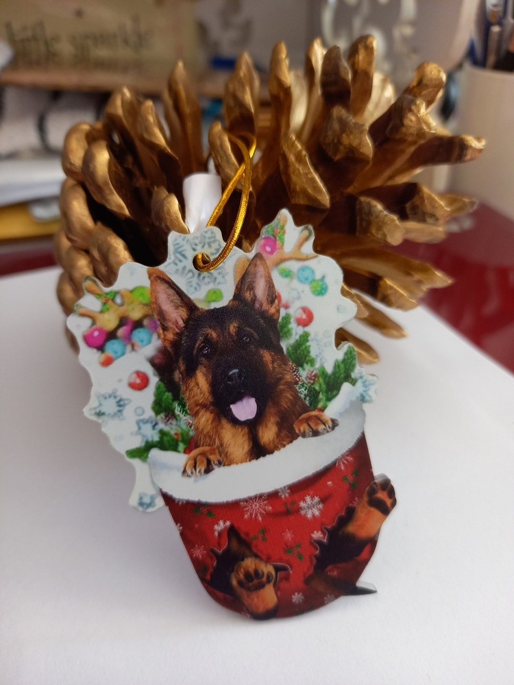 Resin German Shepherd Christmas Tree Hanging Decoration