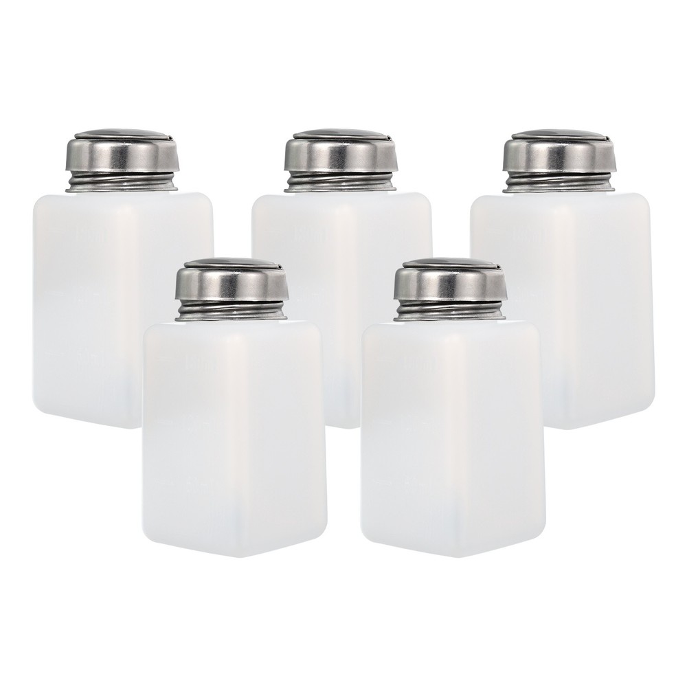 6 Oz/180ml Alcohol Push Down Pump Dispenser Bottle Press White, 5Pcs
