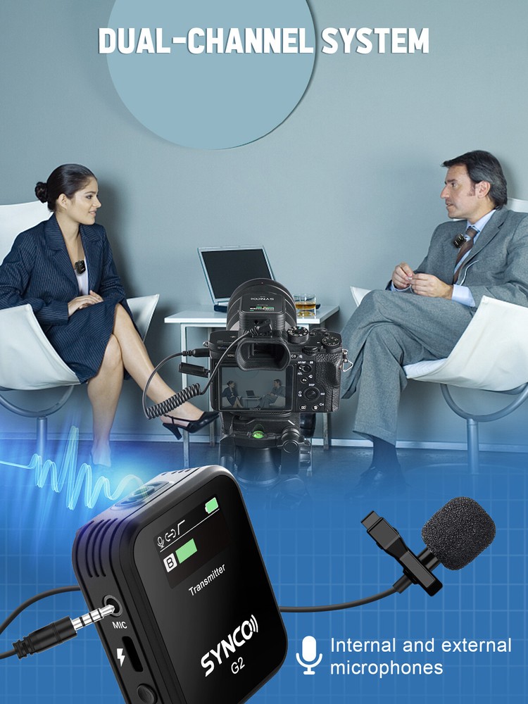 SYNCO G2(A2) Wireless Lavalier Microphone for Camera Phone Online Class Vlog