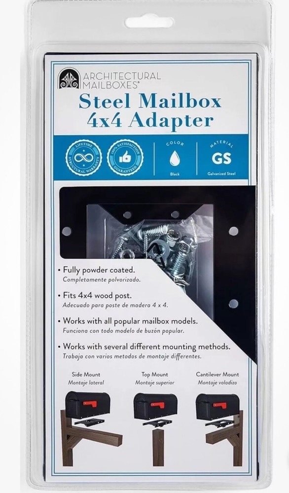 Architectural Mailboxes 4 in. x 4 in. Post Adapter in Black  3 Mounting Options