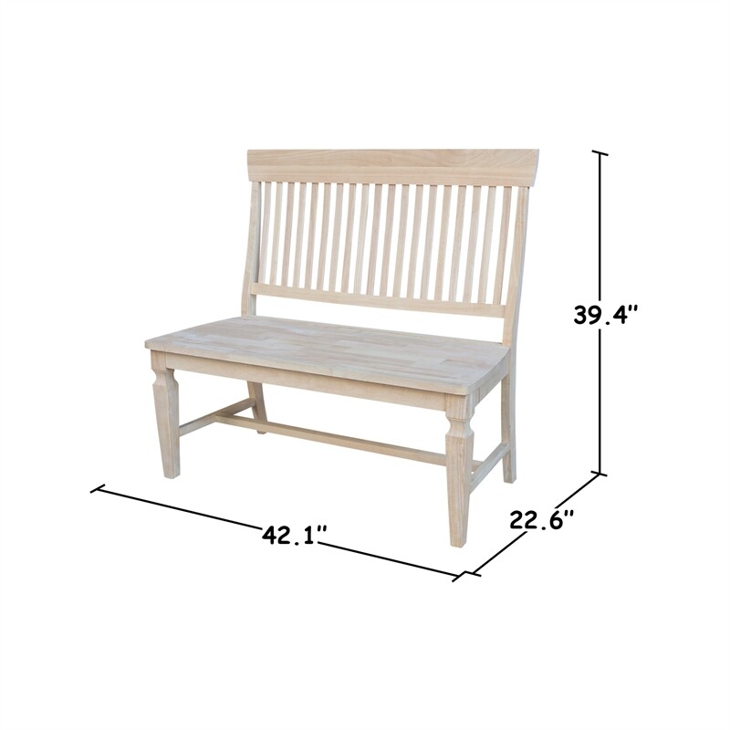 Vista Slat Back Solid Wood Bench - Unfinished