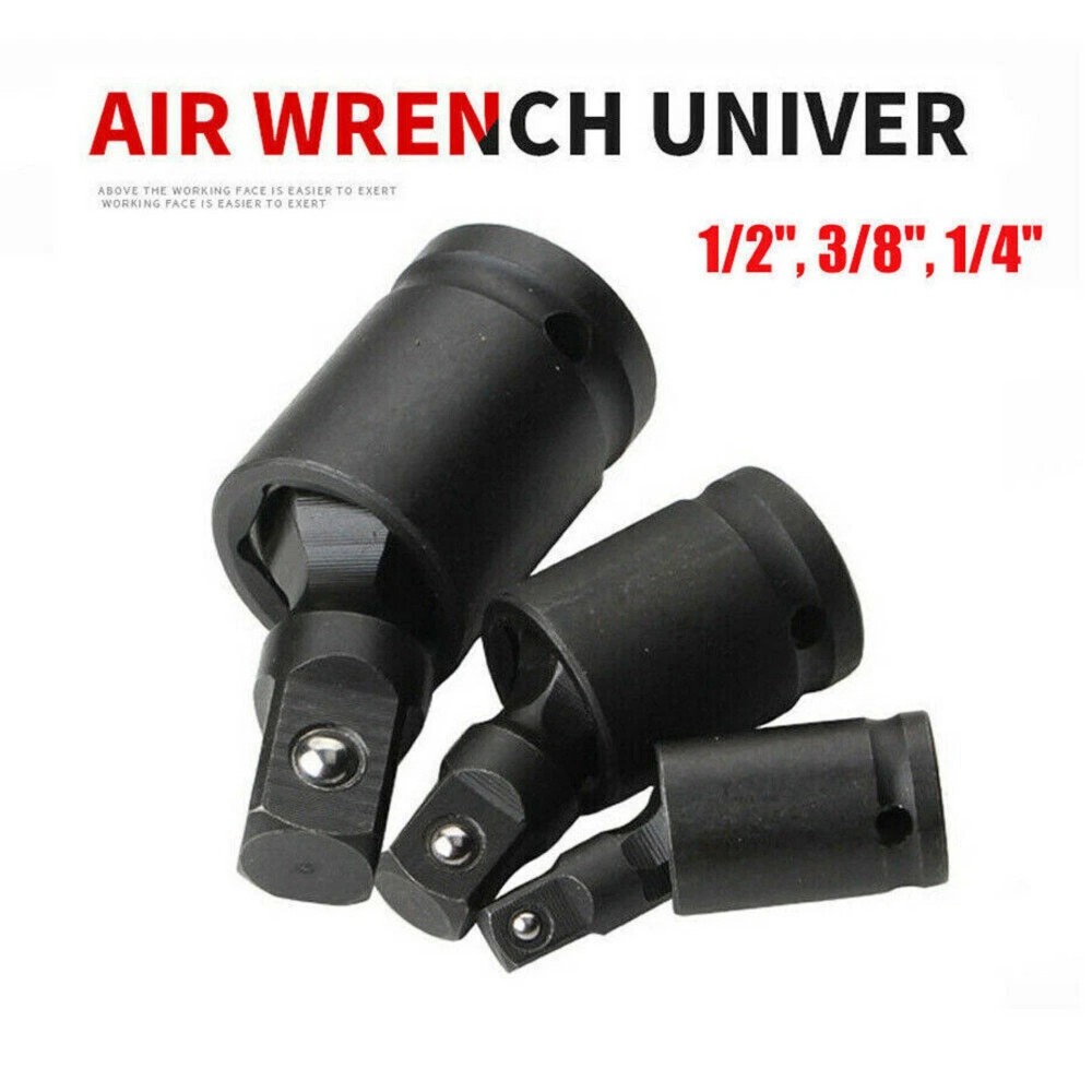 3PCS Chrome Molybdenum Impact Universal Joint Socket Set 1/4" 3/8" 1/2" Drive