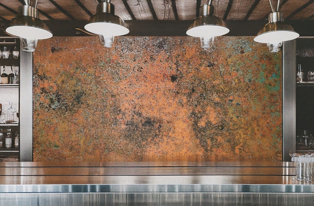 Copper Backsplash Panel – Handmade Metal Wall Art for Kitchen – Rustic Patina