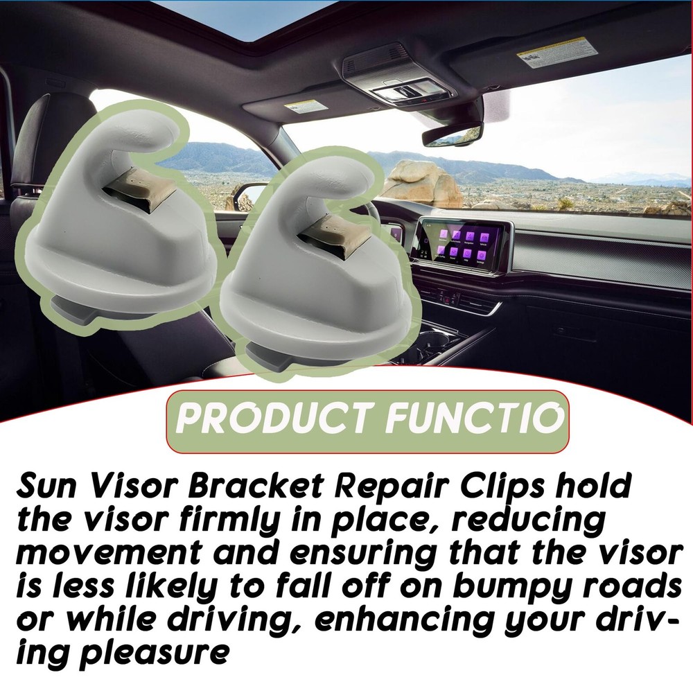 2PCS Interior Sun Visor Hook Clip Brackets/Sun Visor Clips Compatible with 20...