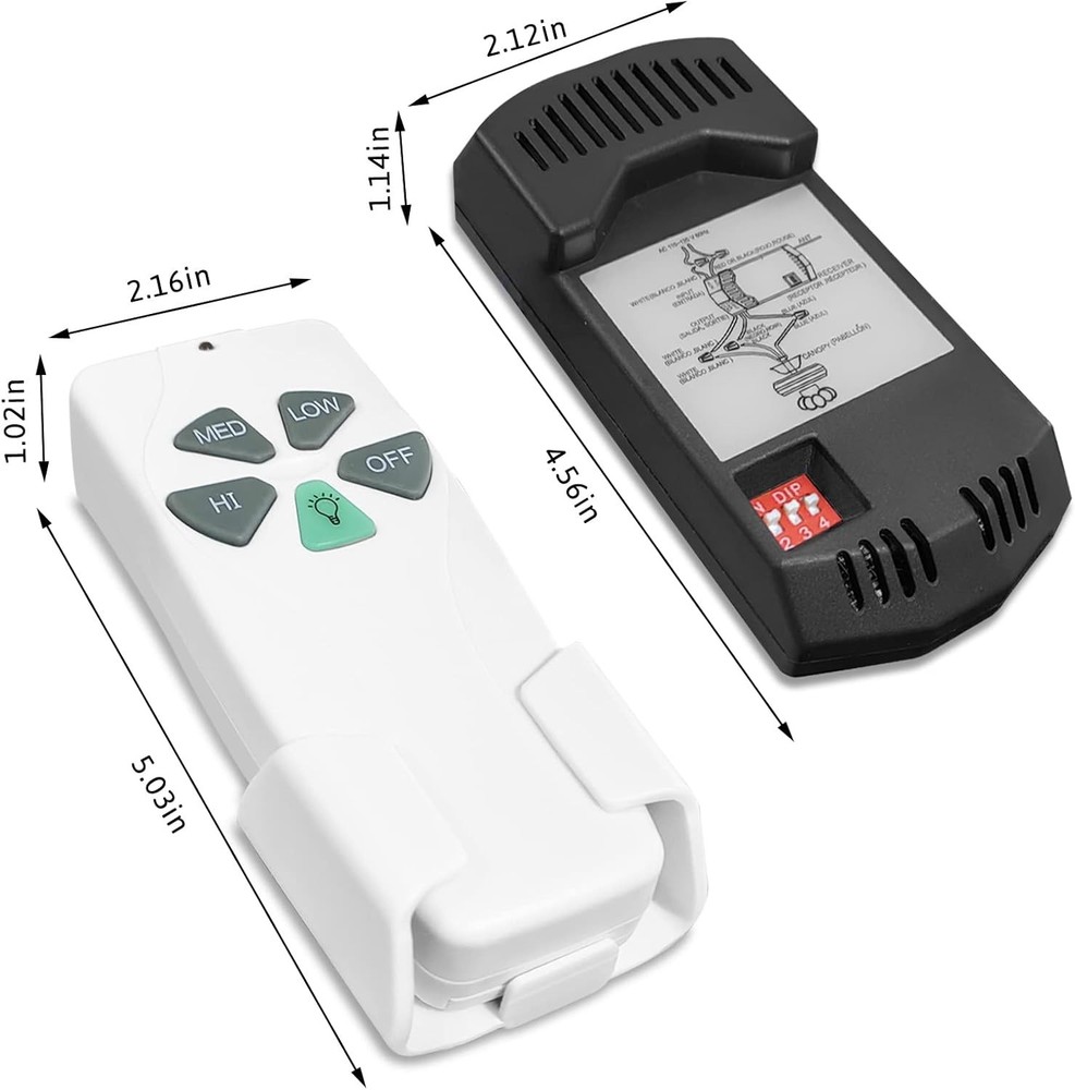 2 Pack Universal Ceiling Fan Remote Control Kits with Light Dimmer - Easy Setup