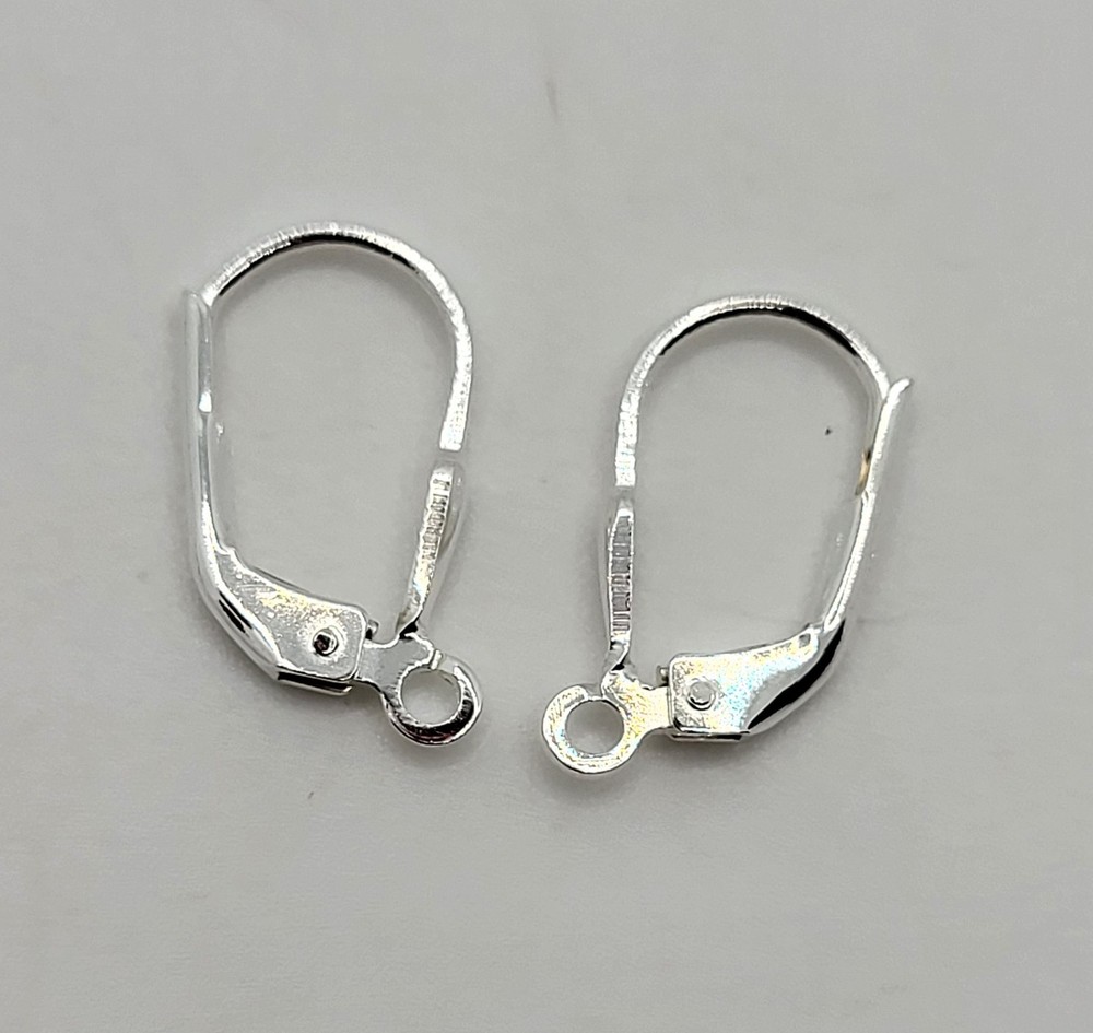 1 pair (2pc) Sterling Silver 925 16mm Leverback Closures w Open Loop; SAME I USE