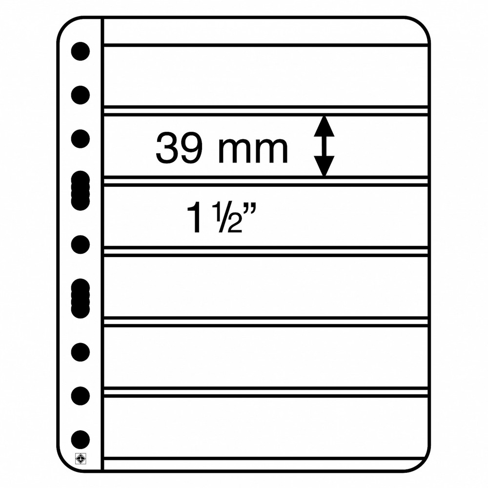 Lighthouse Vario Plus Stamp Album Pages 6 Rows Pack of 5 Double Side Black Sheet