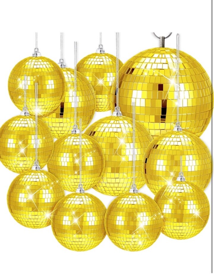12 Pack Large Gold Disco Mirror Ball