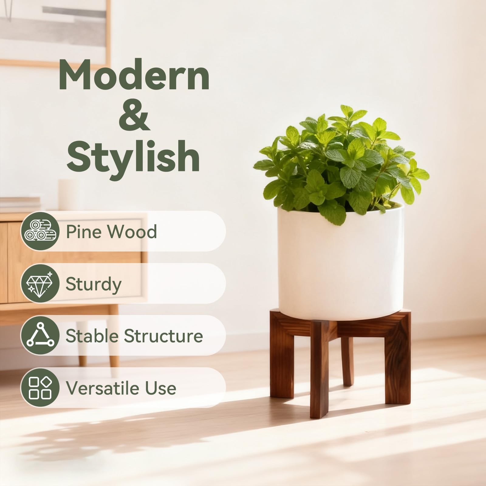 Plant Stand Indoor, Large Wooden Plant Stands, Plant Risers for Inside Pots, ...