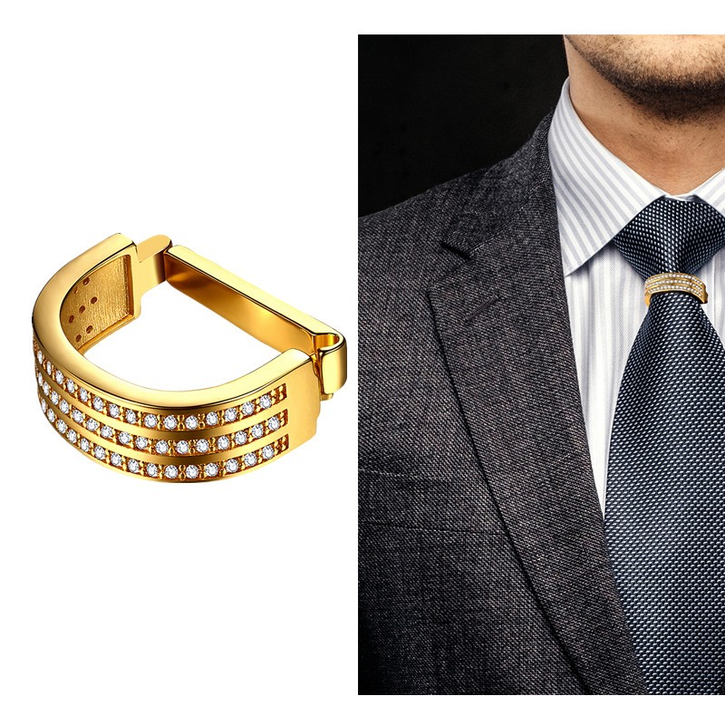 Mens Metal Tie Ring Tie Clip Clasp Bling Business Wedding Neckties Holder Clip