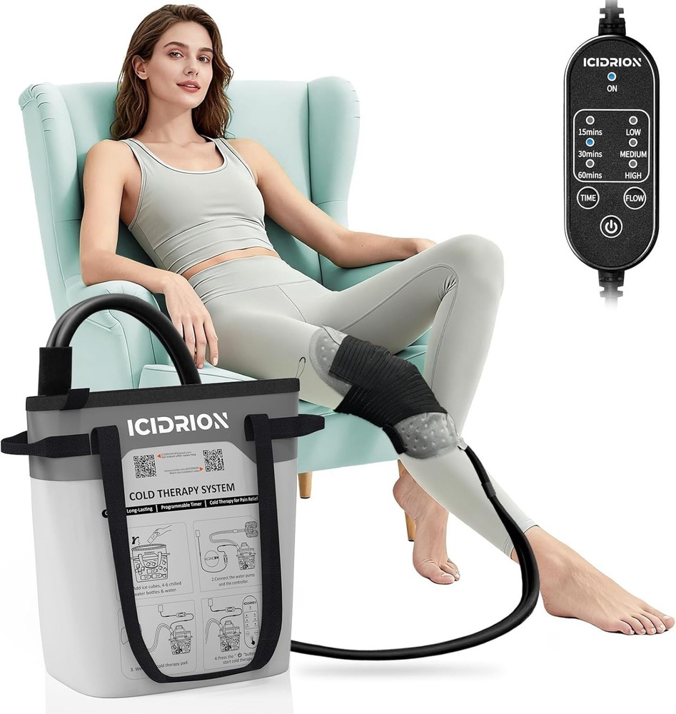 Portable Ice Machine for Post-Surgery Knee Relief, Adjustable Timer & Flow Rates