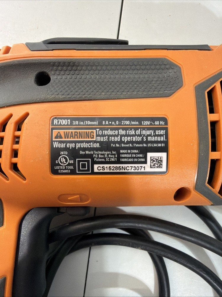 RIDGID 8 Amp 3/8 in. Corded Drill/Driver, Working, Tested