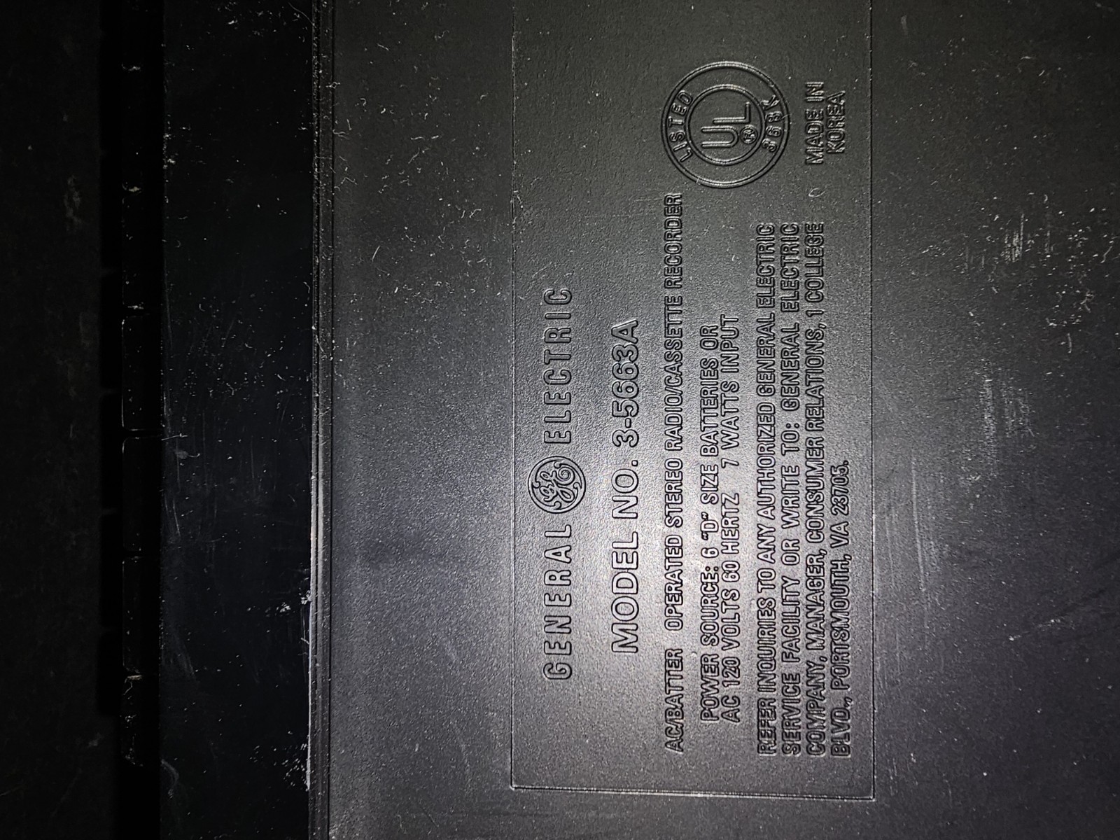 Vintage GE General Electric Boombox Model 3-5663A Radio Cassette Player - Tested