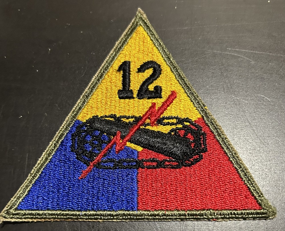 Army Patch: 12th Armored Division, cut edge
