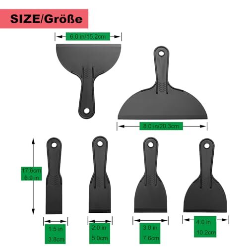 6 Pack Putty Knife, Flexible Plastic Paint Scraper Tool for Spackling,Plastic