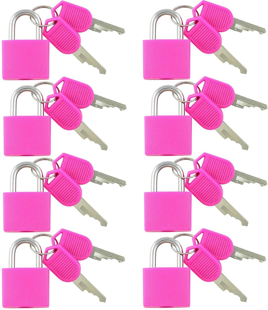 Small Mini Durable ABS Cover Solid Brass Body Individually Keyed Padlock 8 Pink