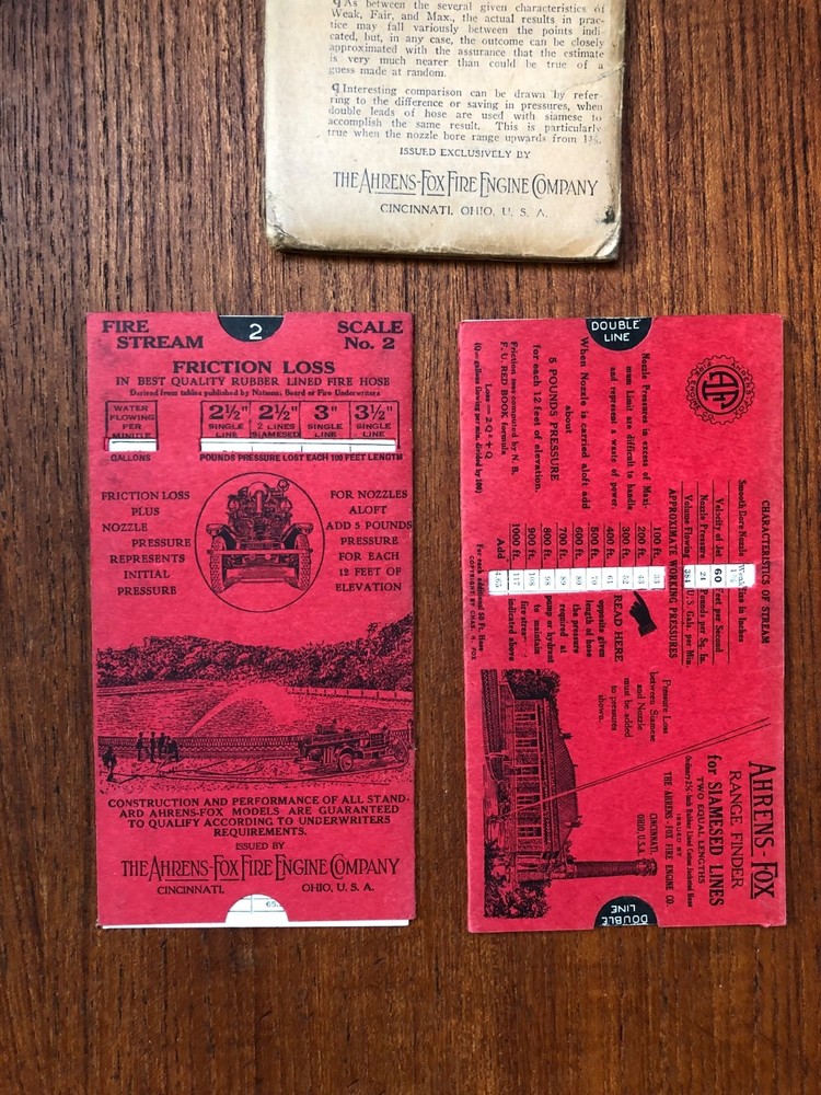 Ahrens Fox Fire Engine Company Fire Stream Range Finder 1919