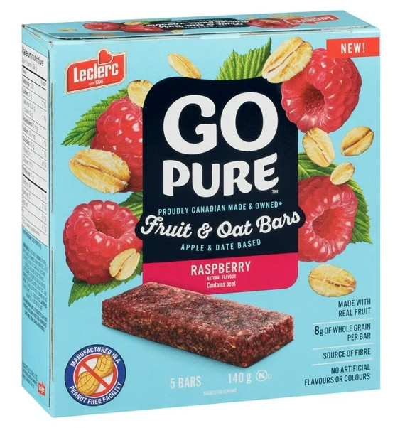 Go Pure Raspberry Fruit & Oat Bars, 5 Bars, 140g (3 Pack)