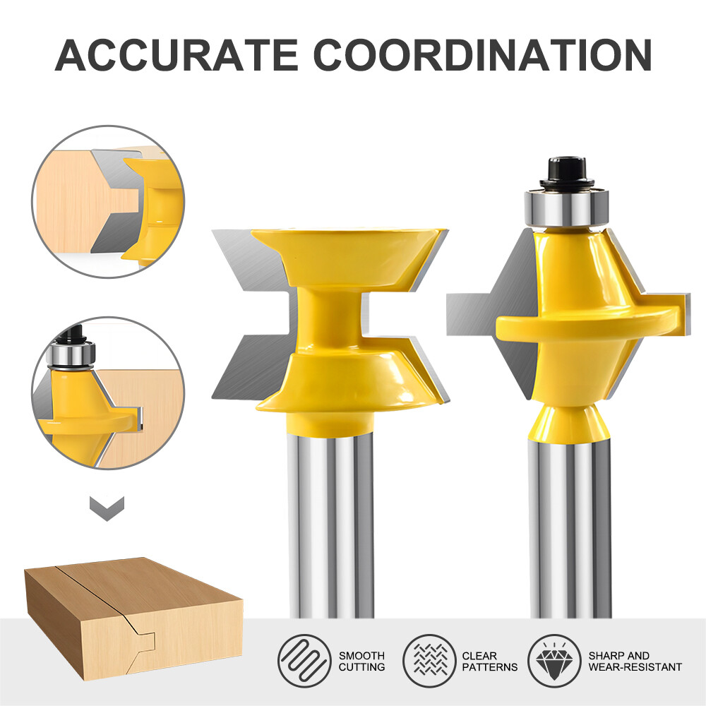 2Pcs/Set Tongue and Groove Router Bits 3T T-Shape CNC Wood Milling Cutter