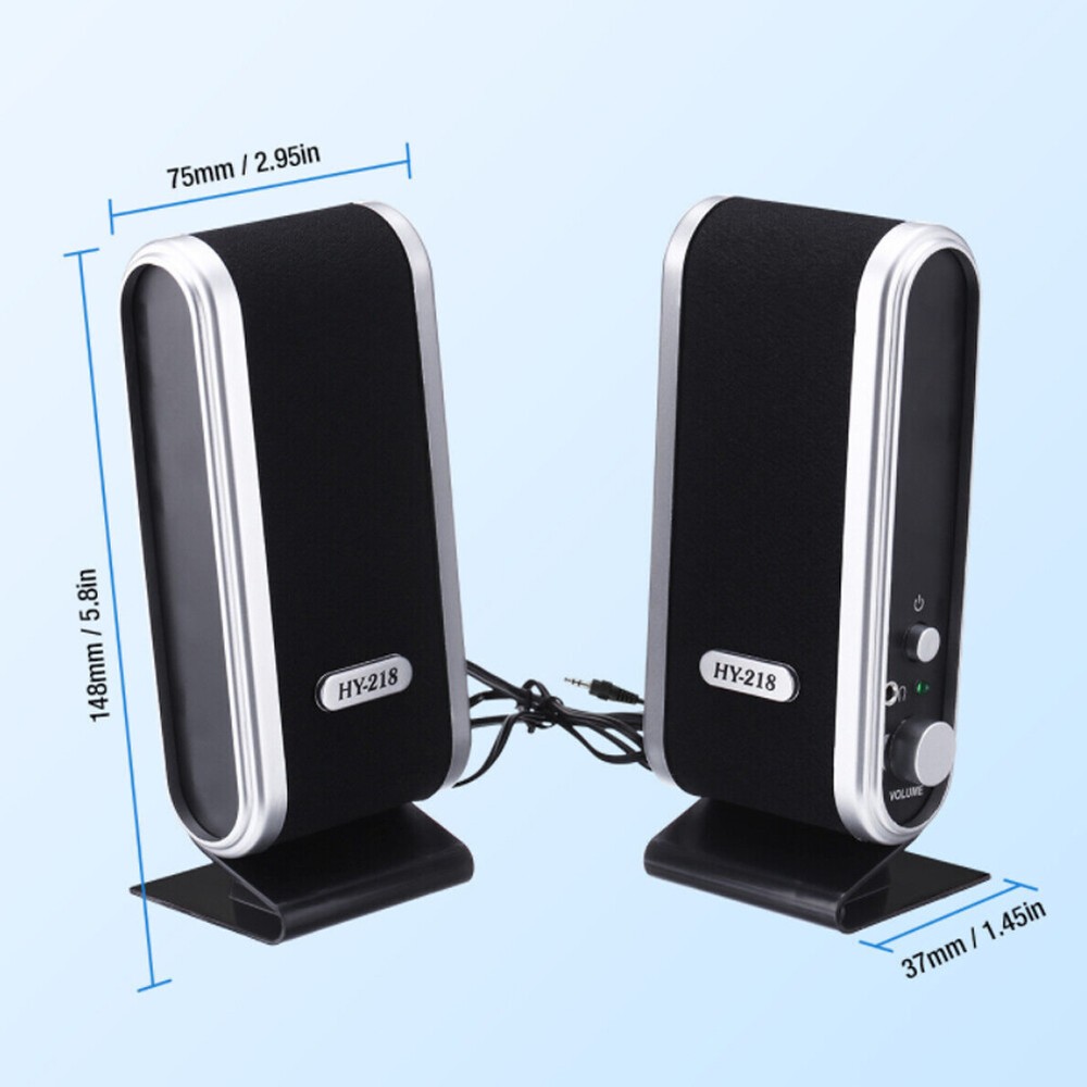 US 1-2 Pc USB Power Stereo Speaker System 3.5mm Jack For Desktop Laptop Computer